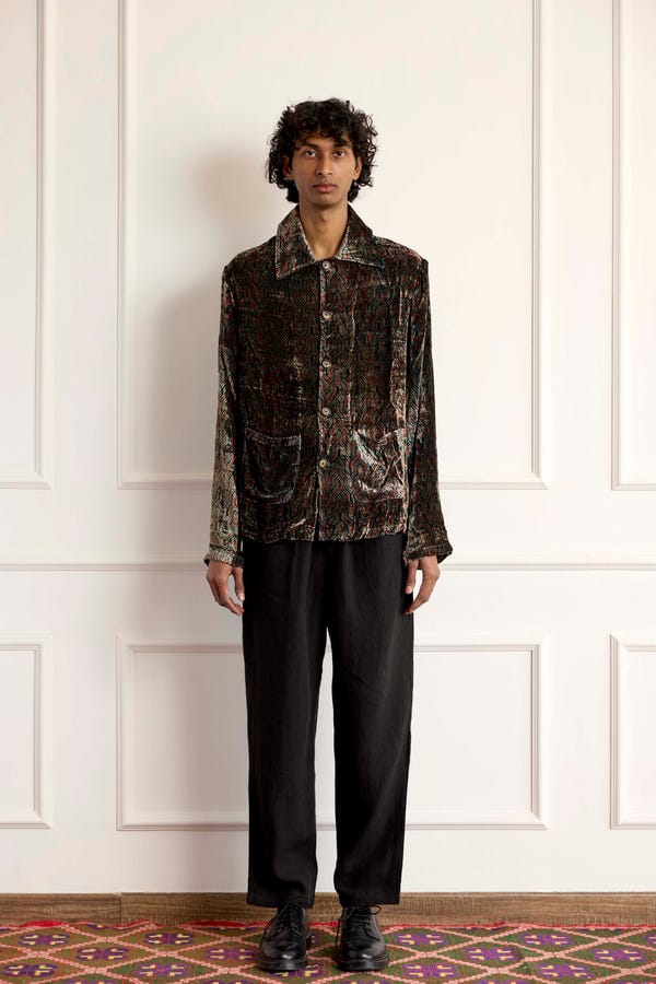 Harago — Printed Velvet Silk Blouson