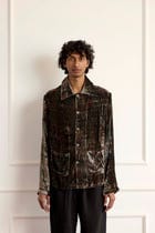 Printed Velvet Silk Blouson view 3