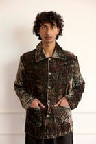 Printed Velvet Silk Blouson view 4