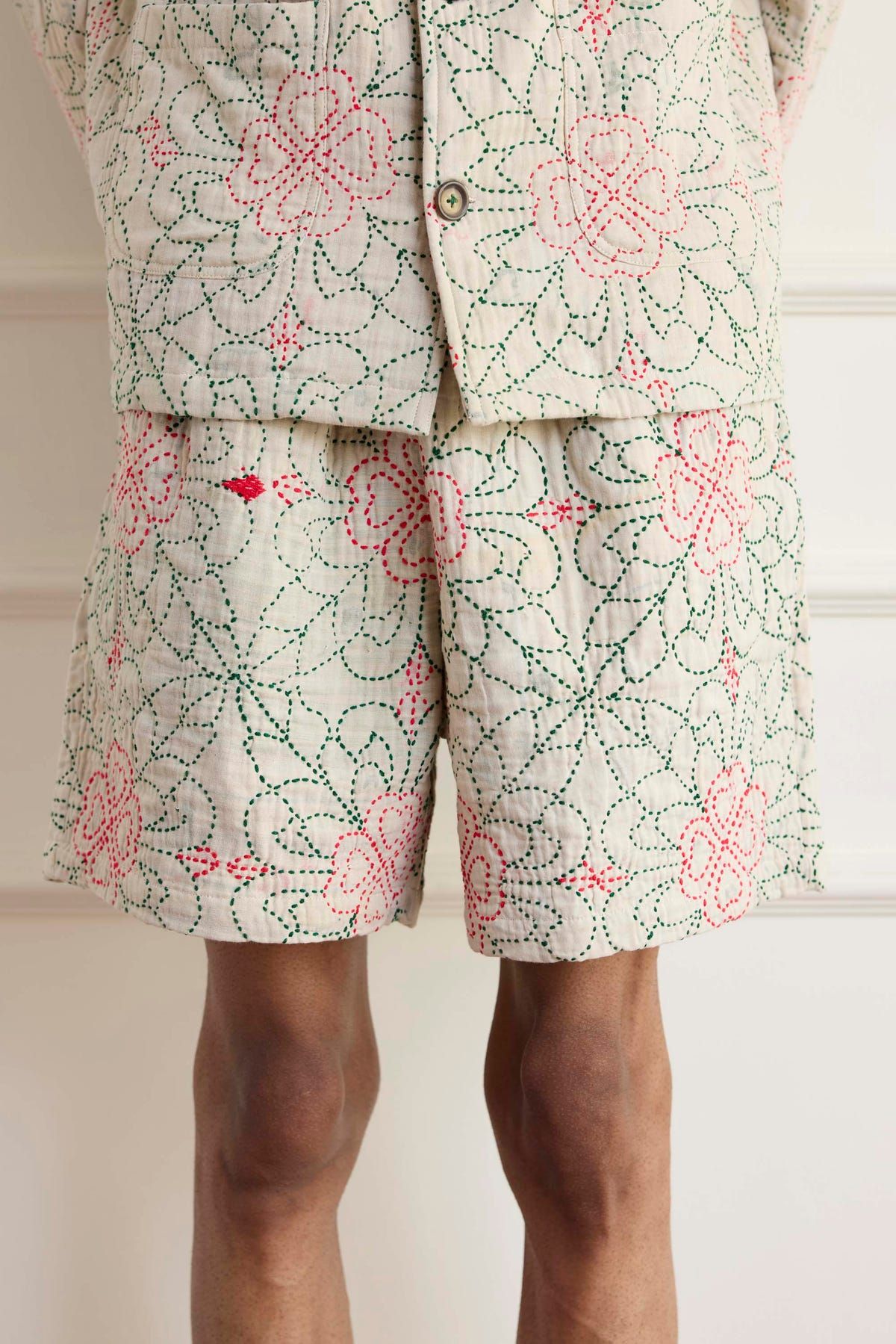 Floral Kantha Shorts - image 1