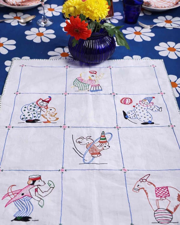 Harago — Circus Embroidered Tea Towel