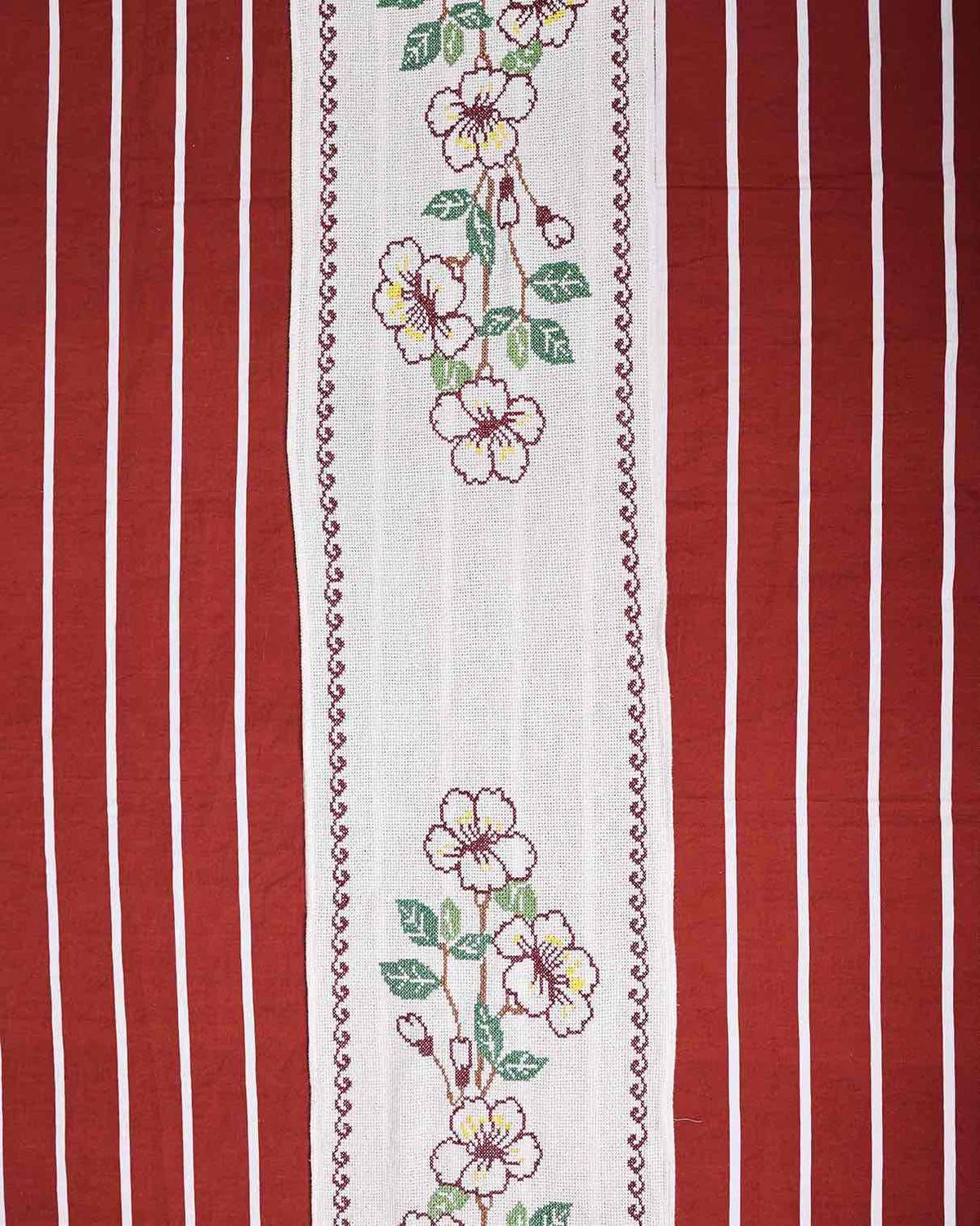 Floral Cross Stitch Embroidered Table Runner - image 3