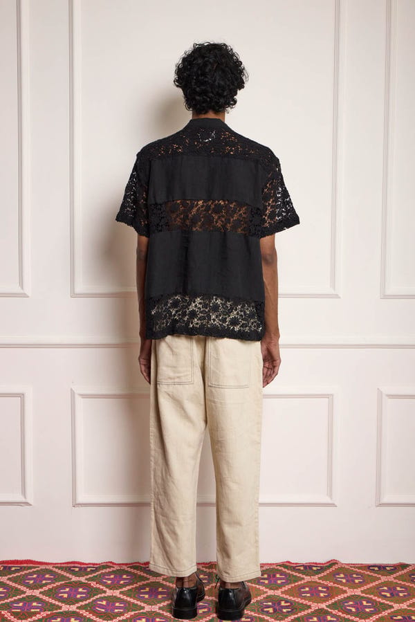 Harago — Lace Patchwork Shirt - Black