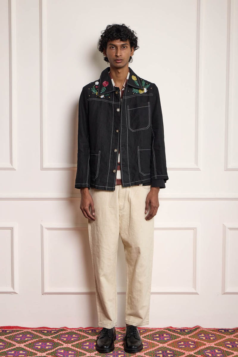 Sequin Embroidered Linen Jacket
