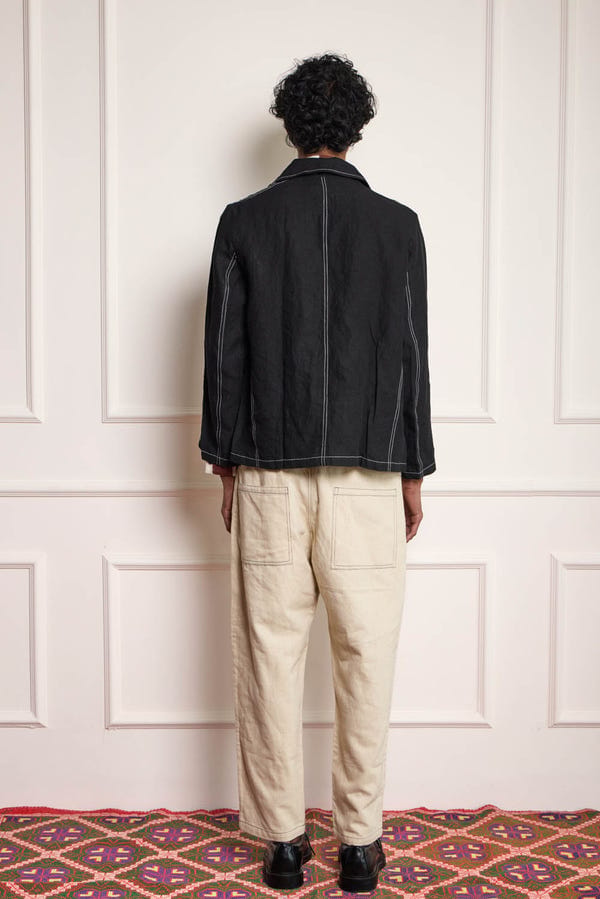 Harago — Sequin Embroidered Linen Jacket