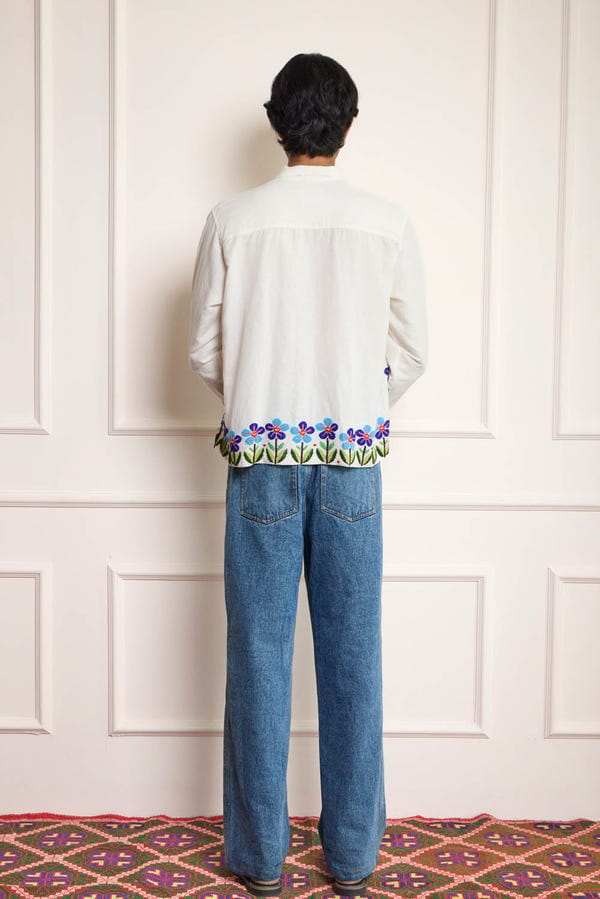 Harago — Linen Beaded Shirt