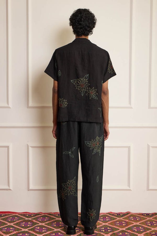 Harago — Black Kantha Embroidered Shirt