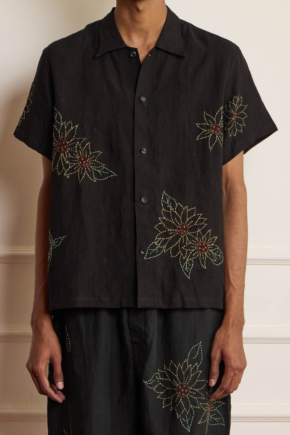 Black Kantha Embroidered Shirt - image 3