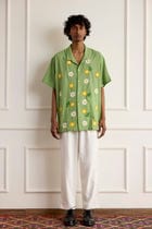 Crochet Floral Checkered Cotton Shirt view 1