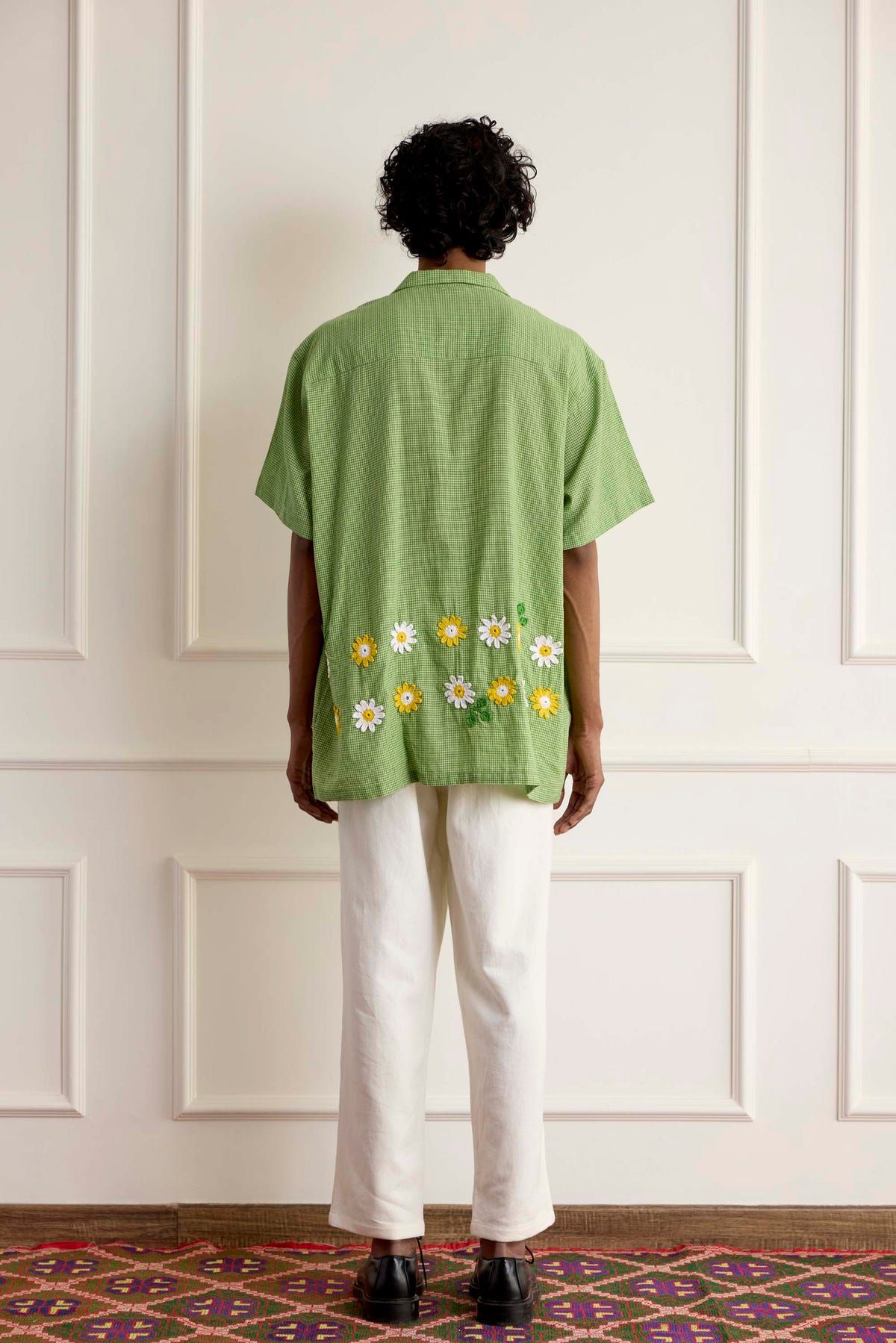 Crochet Floral Checkered Cotton Shirt - image 2