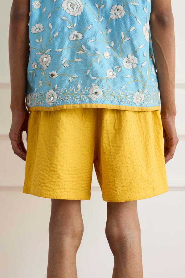Harago — Yellow Kantha Shorts