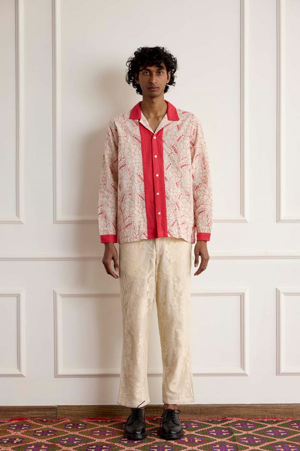 Harago — Red Embroidered Shirt