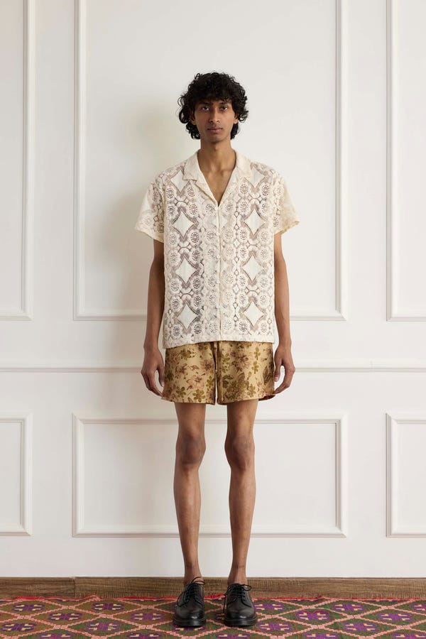 Harago — Lace Floral Shirt