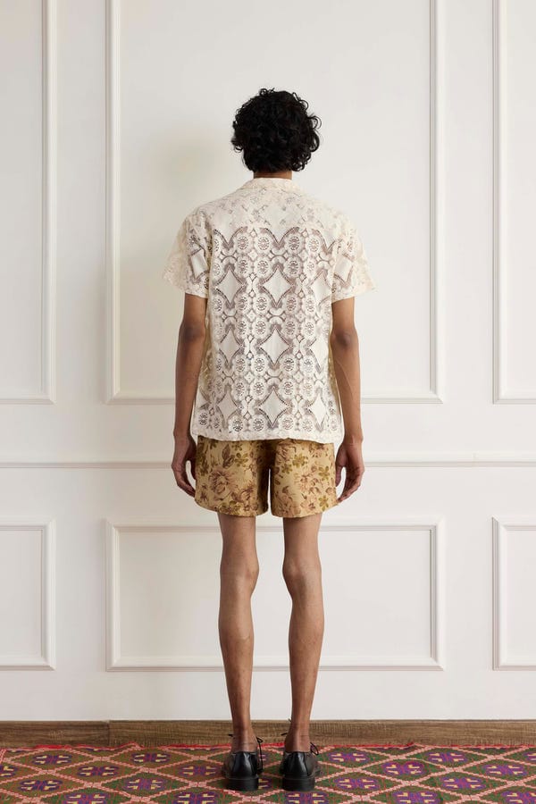 Harago — Lace Floral Shirt