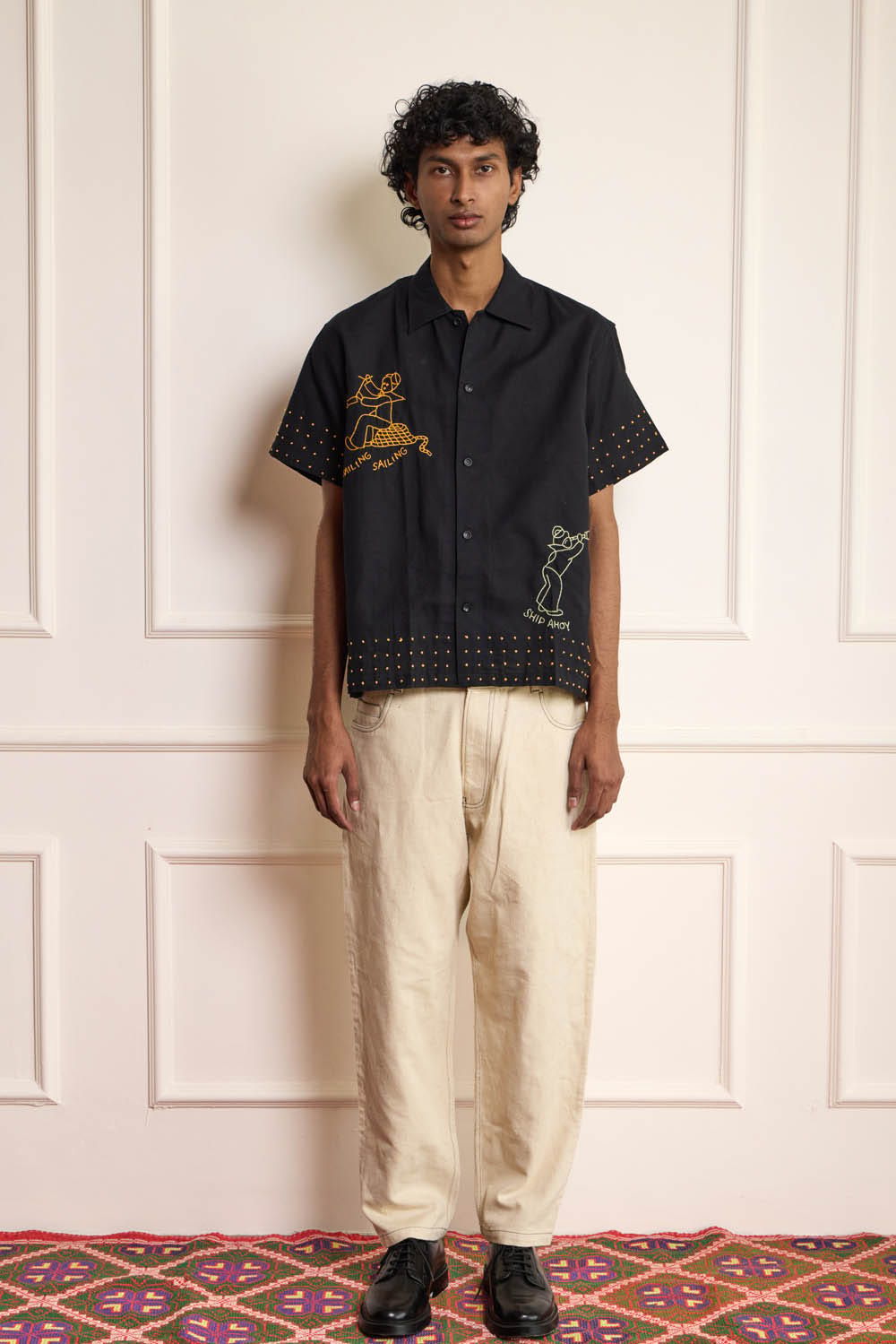 Black Sailing Embroidered Shirt - image 1