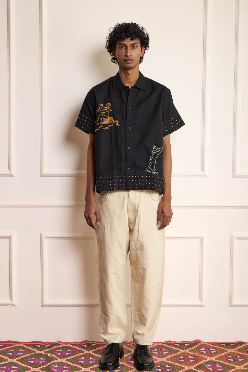 Black Sailing Embroidered Shirt
