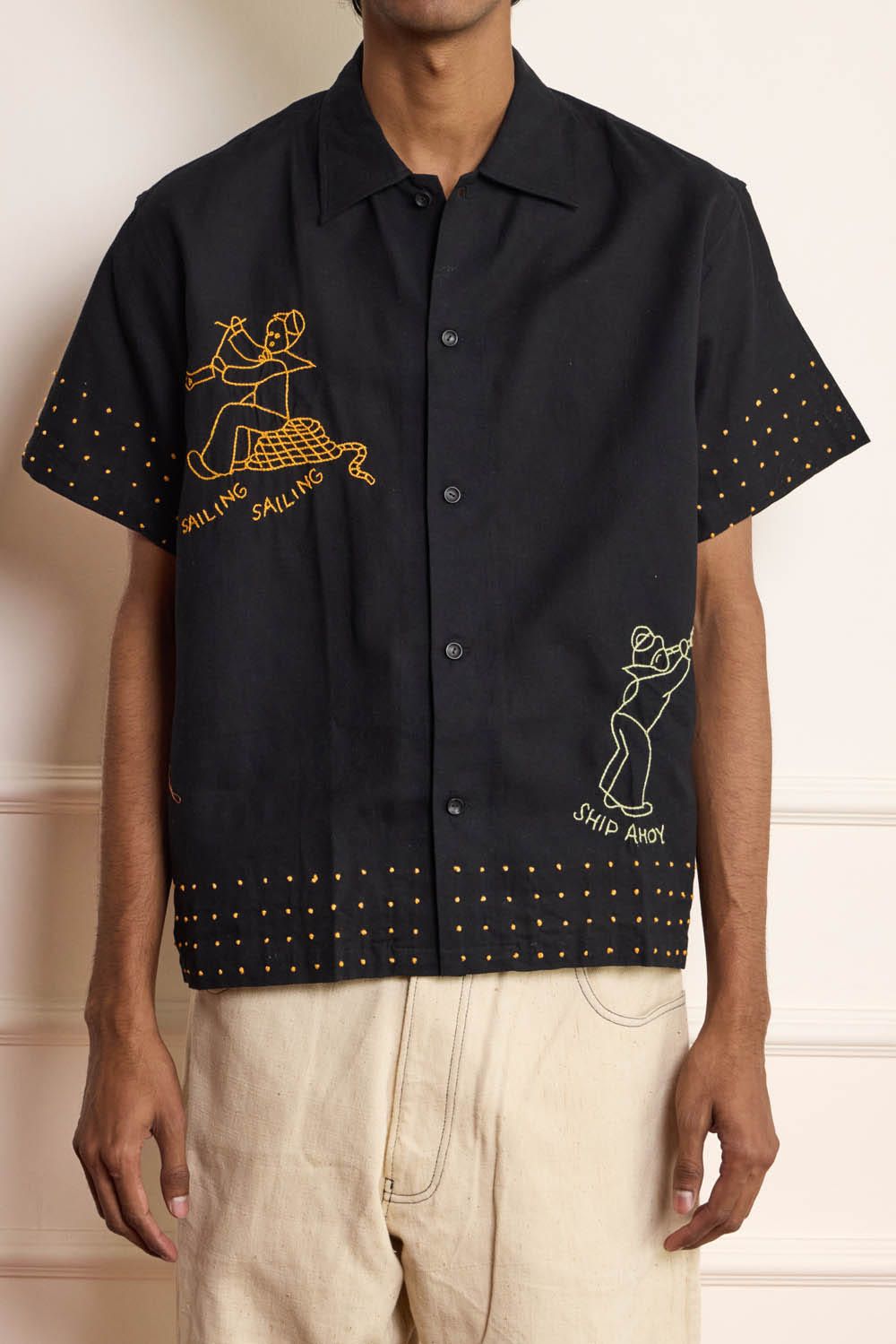 Black Sailing Embroidered Shirt - image 3