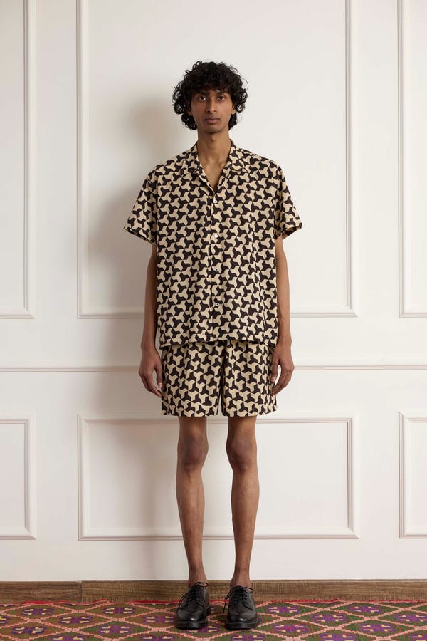 Harago — Geometric Block Print Shirt