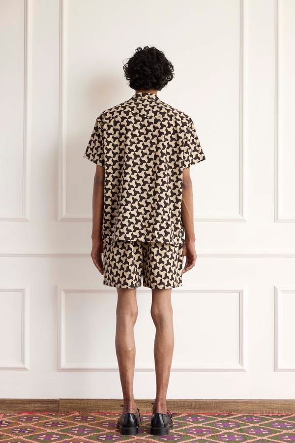 Harago — Geometric Block Print Shirt