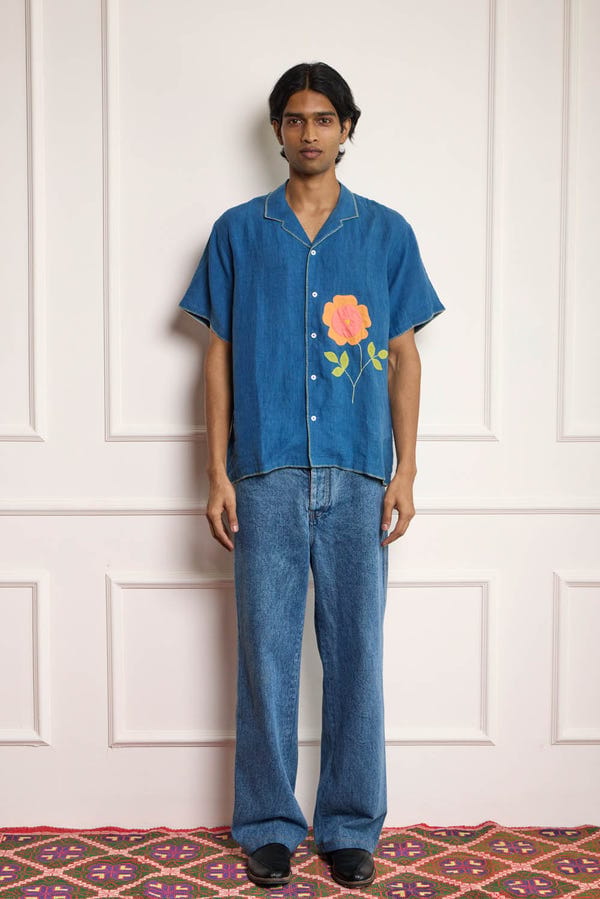 Harago — Flower Applique Shirt