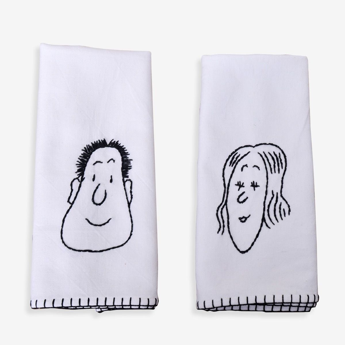 Whimsy Faces Hand Embroidered Table Napkin - image 1