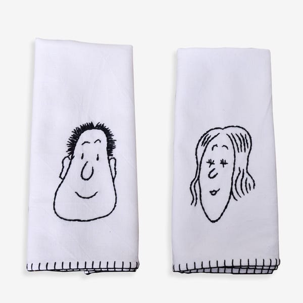 Harago — Whimsy Faces Hand Embroidered Table Napkin