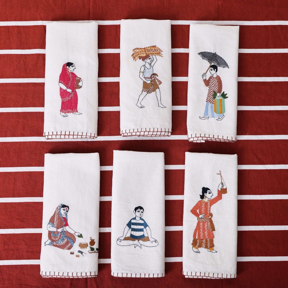 Kantha Embroidered Table Napkins - image 1