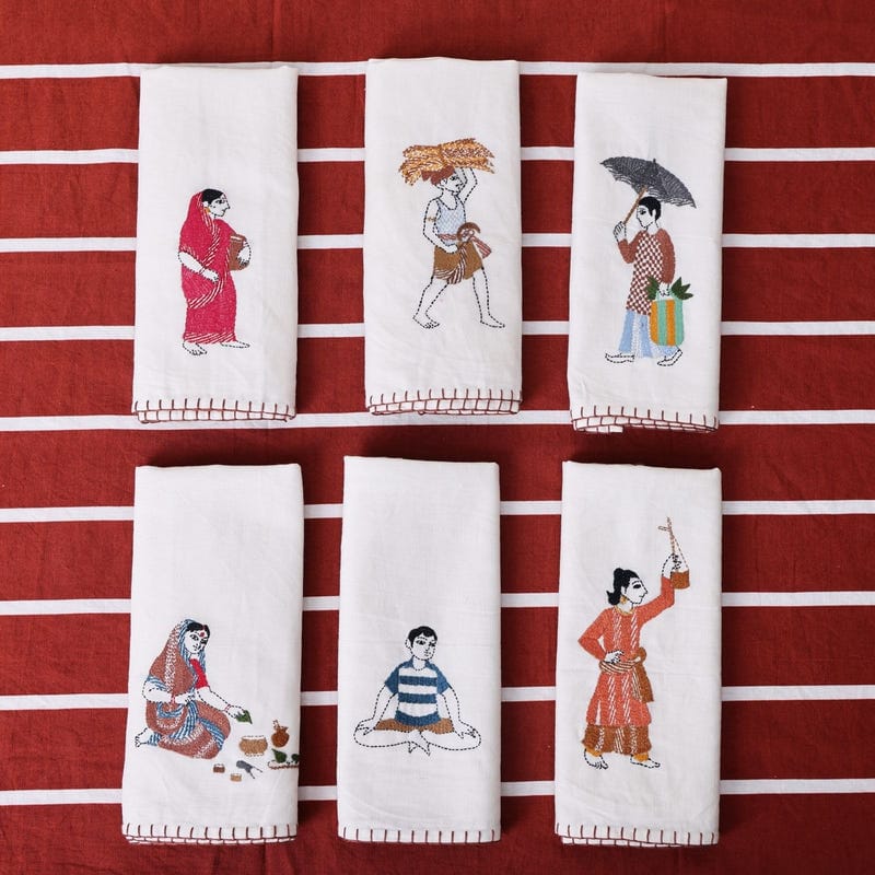 Kantha Embroidered Table Napkins