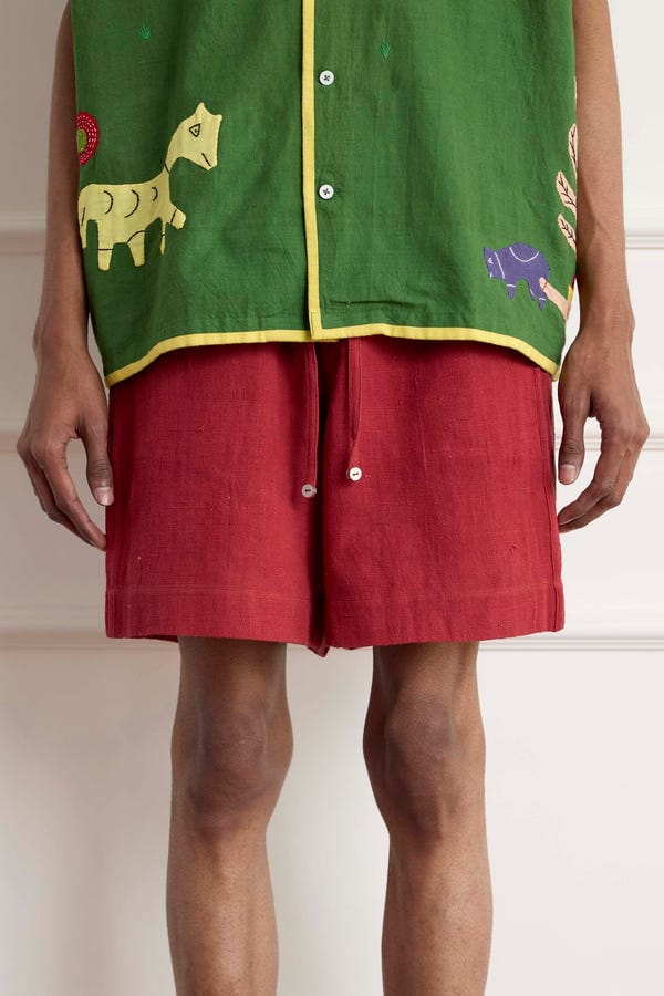 Harago — Red Cotton Shorts