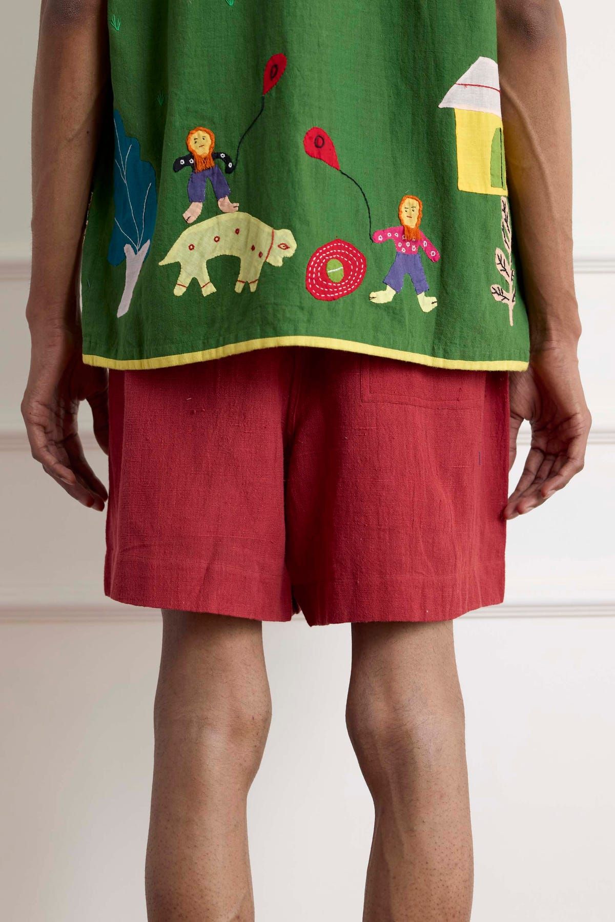 Red Cotton Shorts - image 2