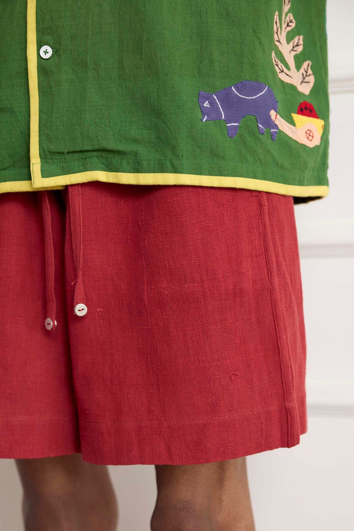 Red Cotton Shorts - image 3