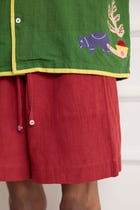 Red Cotton Shorts view 3