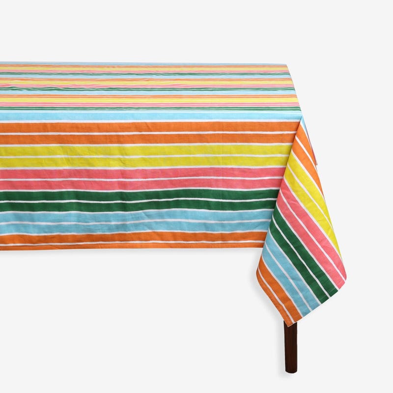Block Printed Stripe Tablecloth