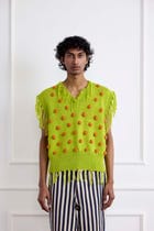 Green Fringed Vest view 3