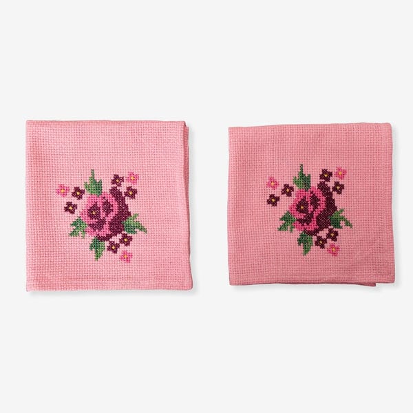 Harago — Rose Cross-Stitch Embroidered Table Napkin