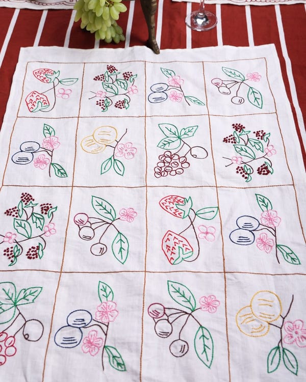 Harago — Fruits Embroidered Tea Towel