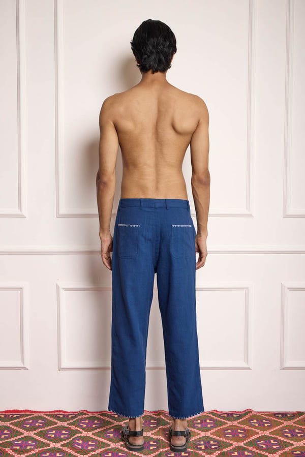 Harago — Kantha Knee Patch Embroidered Pants
