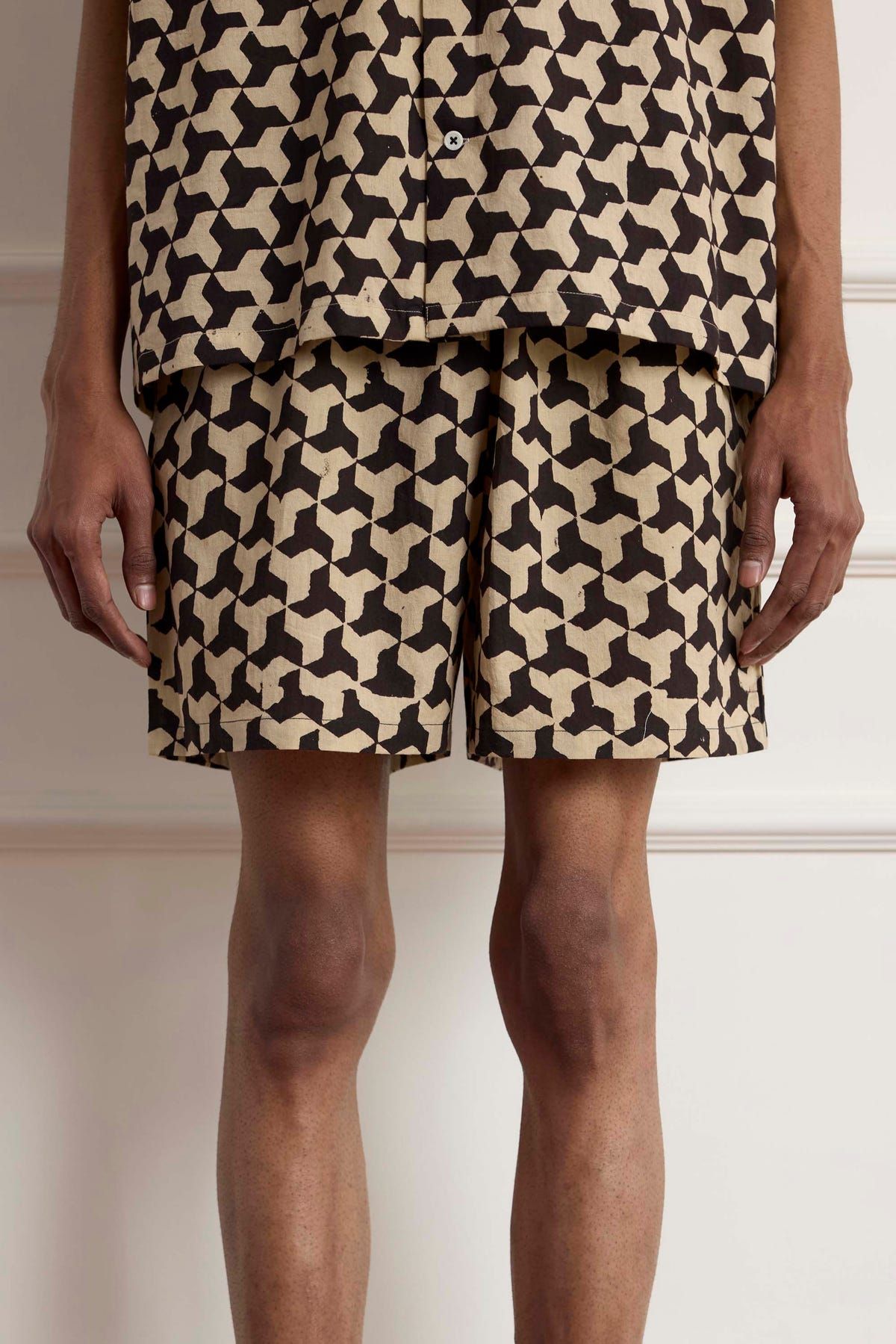 Geometric Block Print Shorts - image 1
