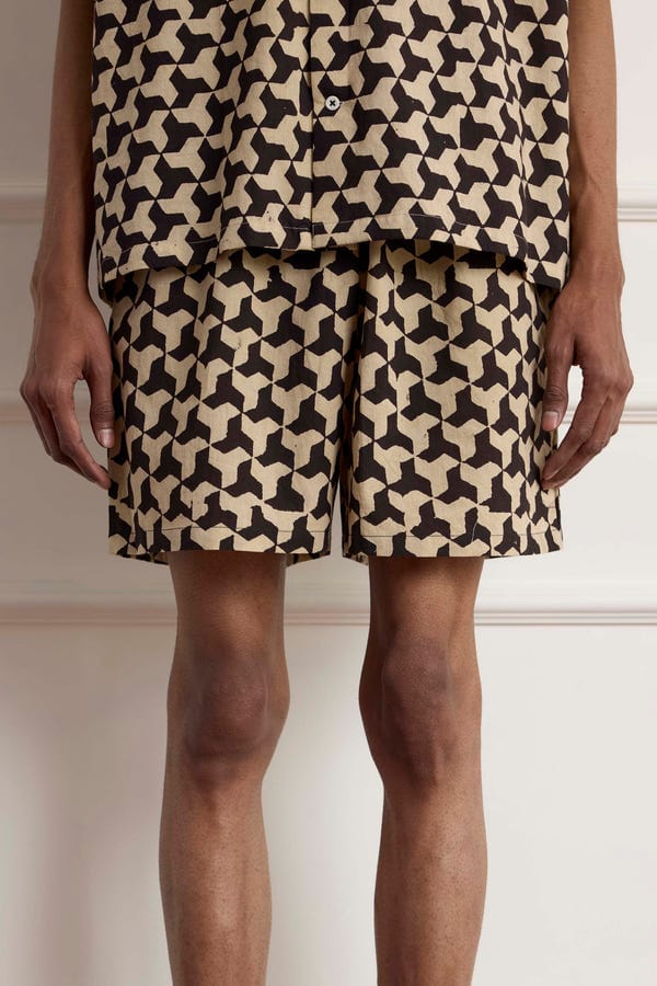Harago — Geometric Block Print Shorts