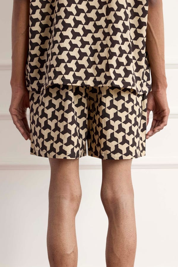 Harago — Geometric Block Print Shorts