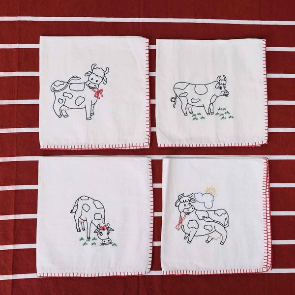Harago — Cow Embroidered Table Napkin