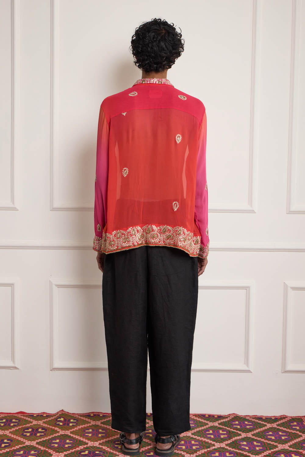 Ombre Silk Embroidered Shirt - image 2