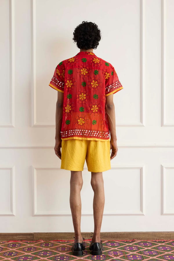 Harago — Embroidered Scarf Shirt