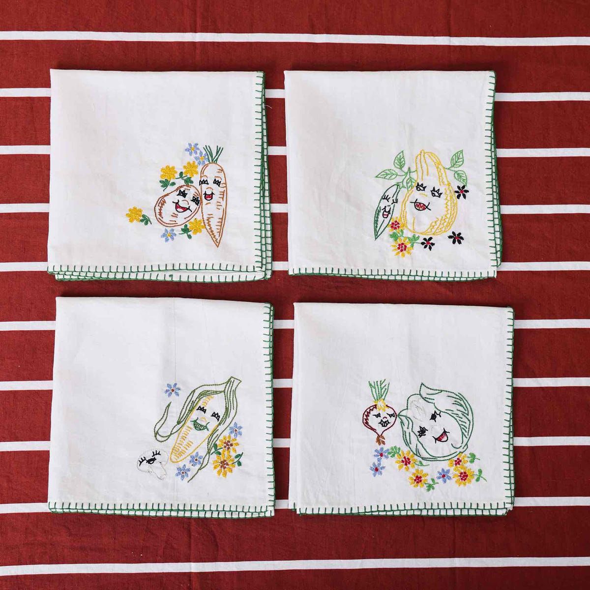 Vegetables Hand Embroidered Table Napkin - image 1