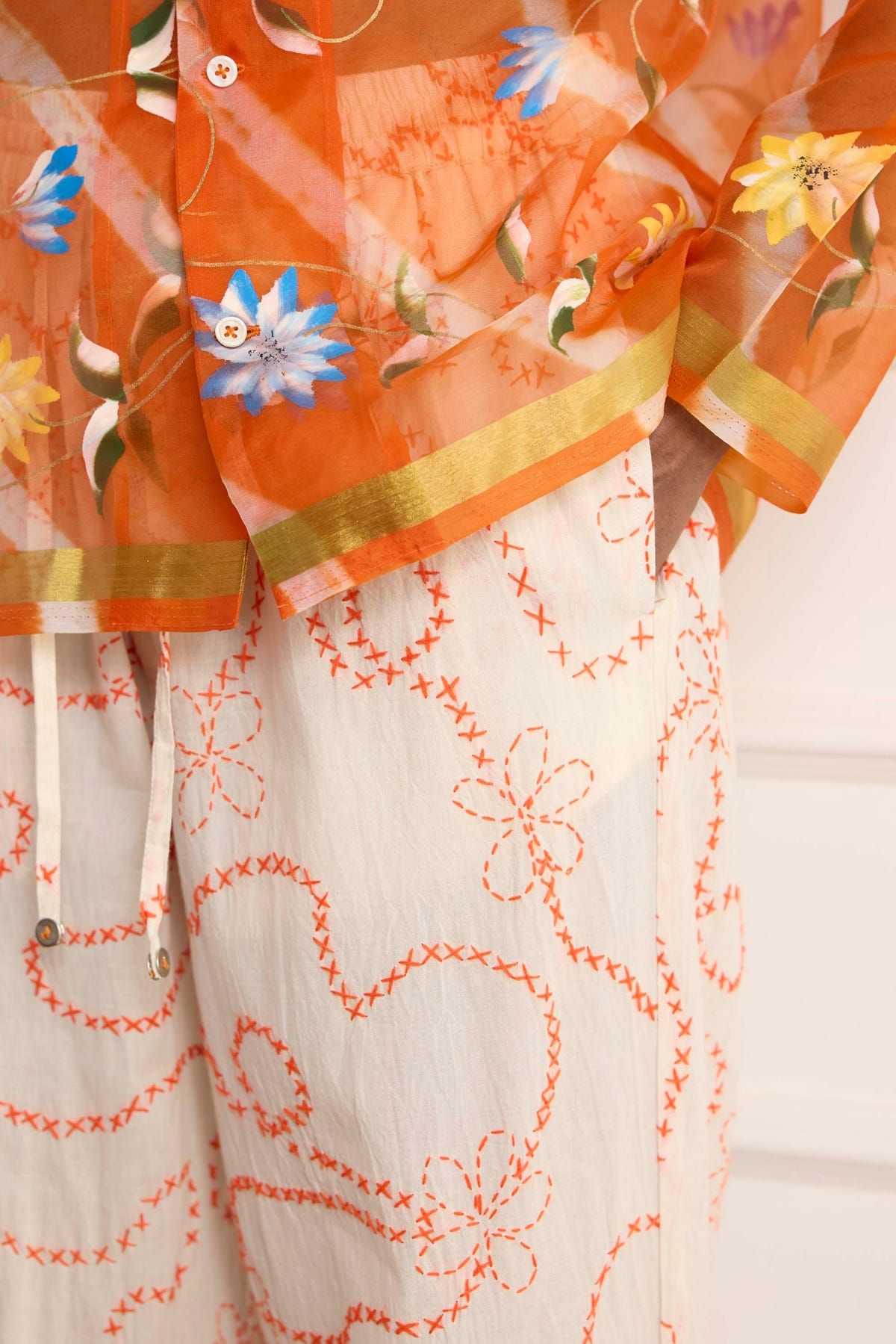 Cross Embroidered Pants - image 3
