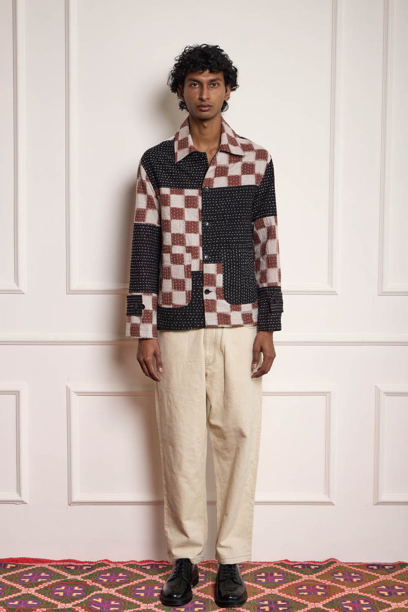Ikat Kantha Quilted Jacket