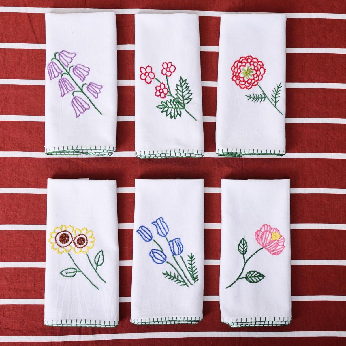Flower Embroidered Table Napkin - image 1