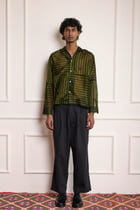 Silk Patchwork Shirt - Green view 1