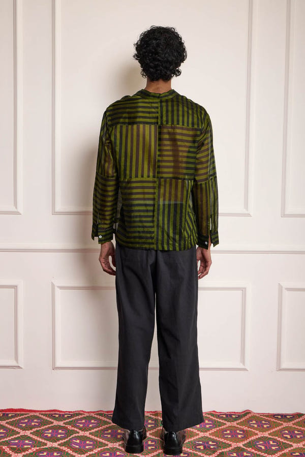 Harago — Silk Patchwork Shirt - Green