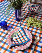 Block Printed Grid Tablecloth view 3